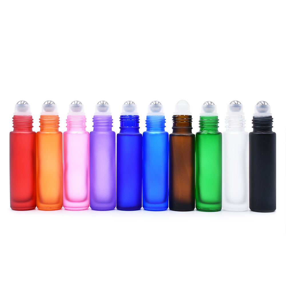 5ml 7ml 8ml 10ml 12ml 15ml Frost Gold Clear Blue Green Roll On Perfume Glass Bottle Essential Oil Bottle With metal Roller Ball