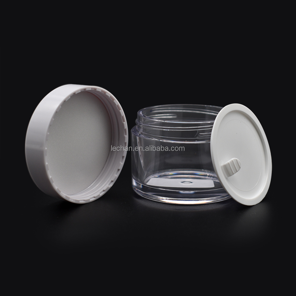 empty 30g 50g PET Plastic clear cosmetic jar with gold silver top lid for cream skin care packaging blam lip scrub container