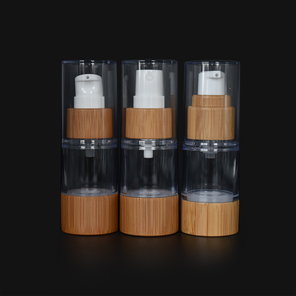 Luxury Airless Cosmetic Packaging 30ml 100ml Airless Pump Lotion Airless Bamboo Spray Bottle with Bamboo Pump