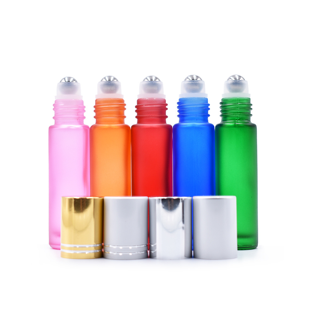 5ml 7ml 8ml 10ml 12ml 15ml Frost Gold Clear Blue Green Roll On Perfume Glass Bottle Essential Oil Bottle With metal Roller Ball