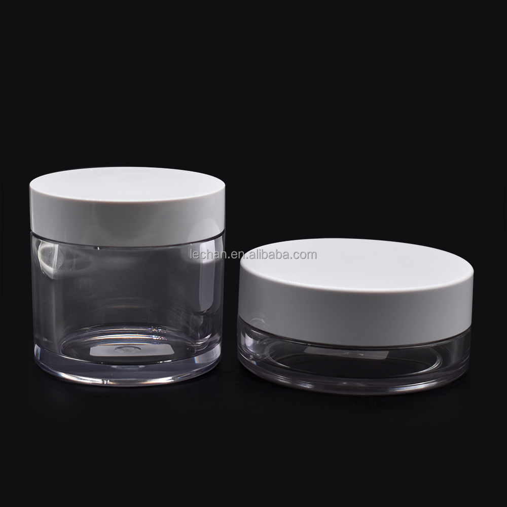 empty 30g 50g PET Plastic clear cosmetic jar with gold silver top lid for cream skin care packaging blam lip scrub container