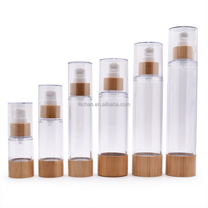 Luxury Airless Cosmetic Packaging 30ml 100ml Airless Pump Lotion Airless Bamboo Spray Bottle with Bamboo Pump