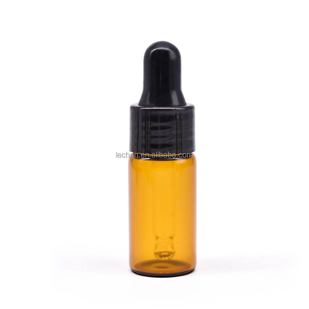 1ml to 10ml Transparent Glass Bottles with Various Caps & Inner Plugs Brown Essence Oil Bottle Big Head Drop Matched Cap