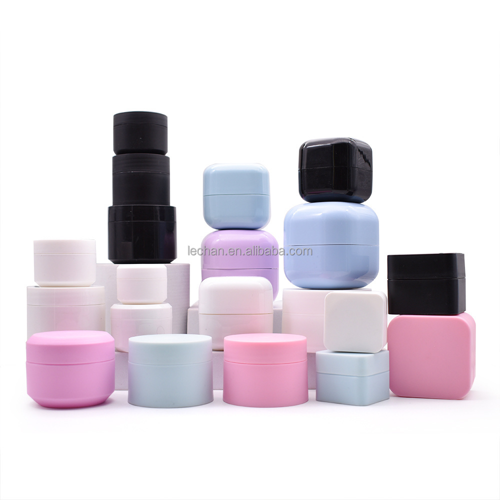 New style 3g 5g 10g 20g 30g 50g white pink square double layer wall jar plastic body butter lip scrub container pp cream jars