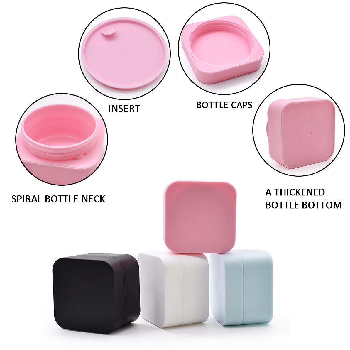 New style 3g 5g 10g 20g 30g 50g white pink square double layer wall jar plastic body butter lip scrub container pp cream jars