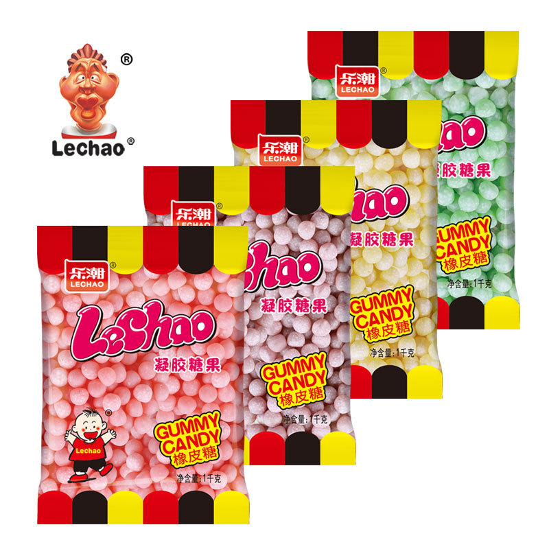 Lechao 100g/Bag Halal Sour Candy Gummy Sour Soft Candy Ball Shaped Round Chewy Cubes Gummy Candy