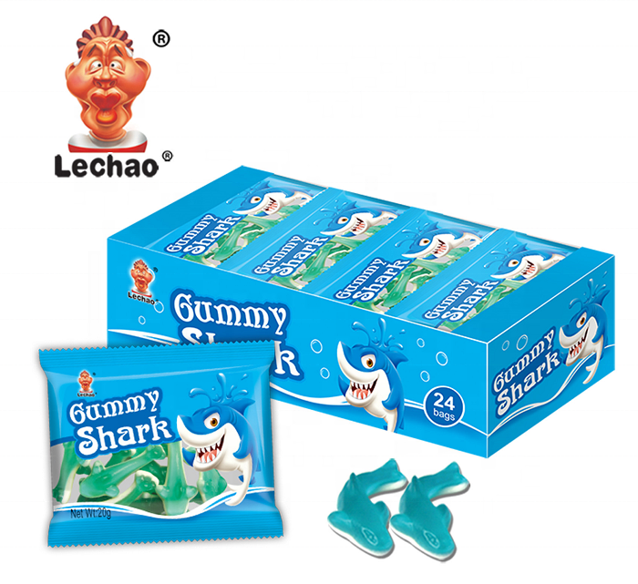 Sweet Fruit Flavor Halal Jelly Candy Blue Shark Shape Gummy Candy Toys