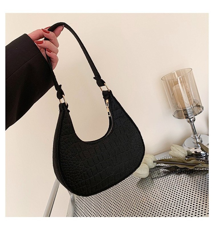 Solid Color Temperament Women's Bag Lake Stream Korean Edition Summer New Stone Pattern Underarm Bag Casual One Shoulder Handbag