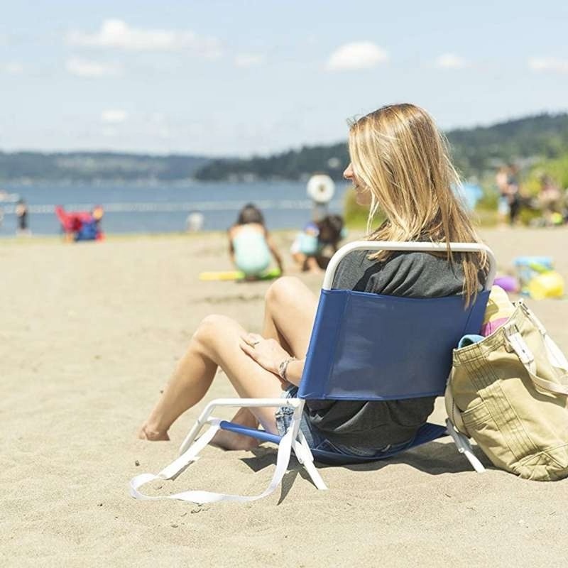 Low Profile Beach Chairs with Carry Strap - Lightweight, Folding for Sand