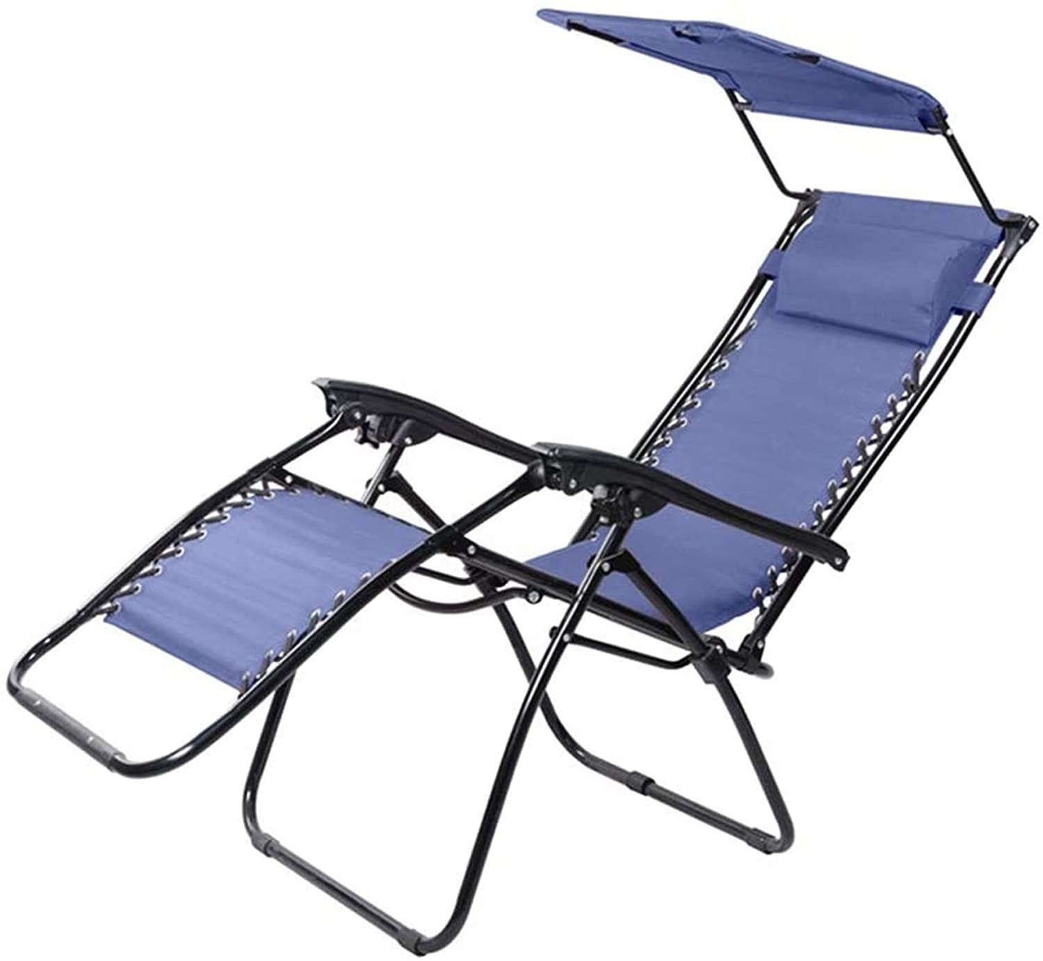 Lightweight Folding Deck Chair Zero Gravity Chair With Canopy Patio Sunshade Lounge Chair Adjustable Folding Shade Reclining