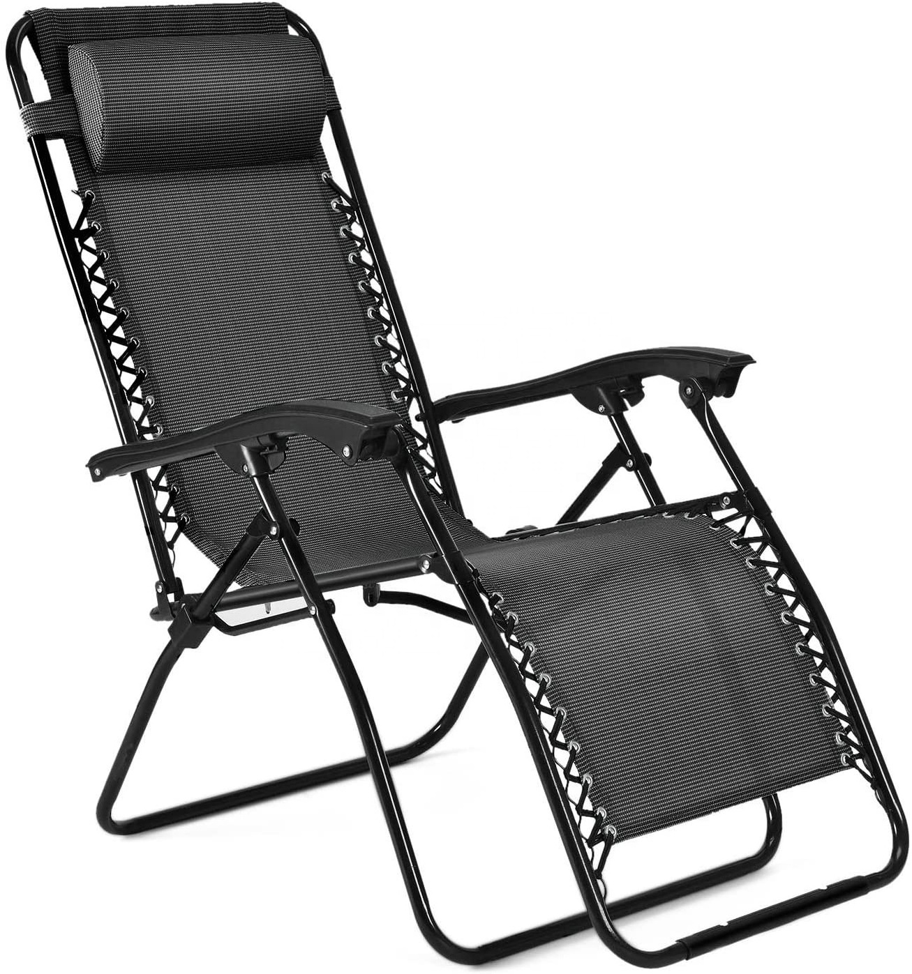 Zero Gravity Chair  Anti Gravity Outdoor Lounger Patio Folding Reclining  and Textile Seat with Footrest & Adjustable Pillow