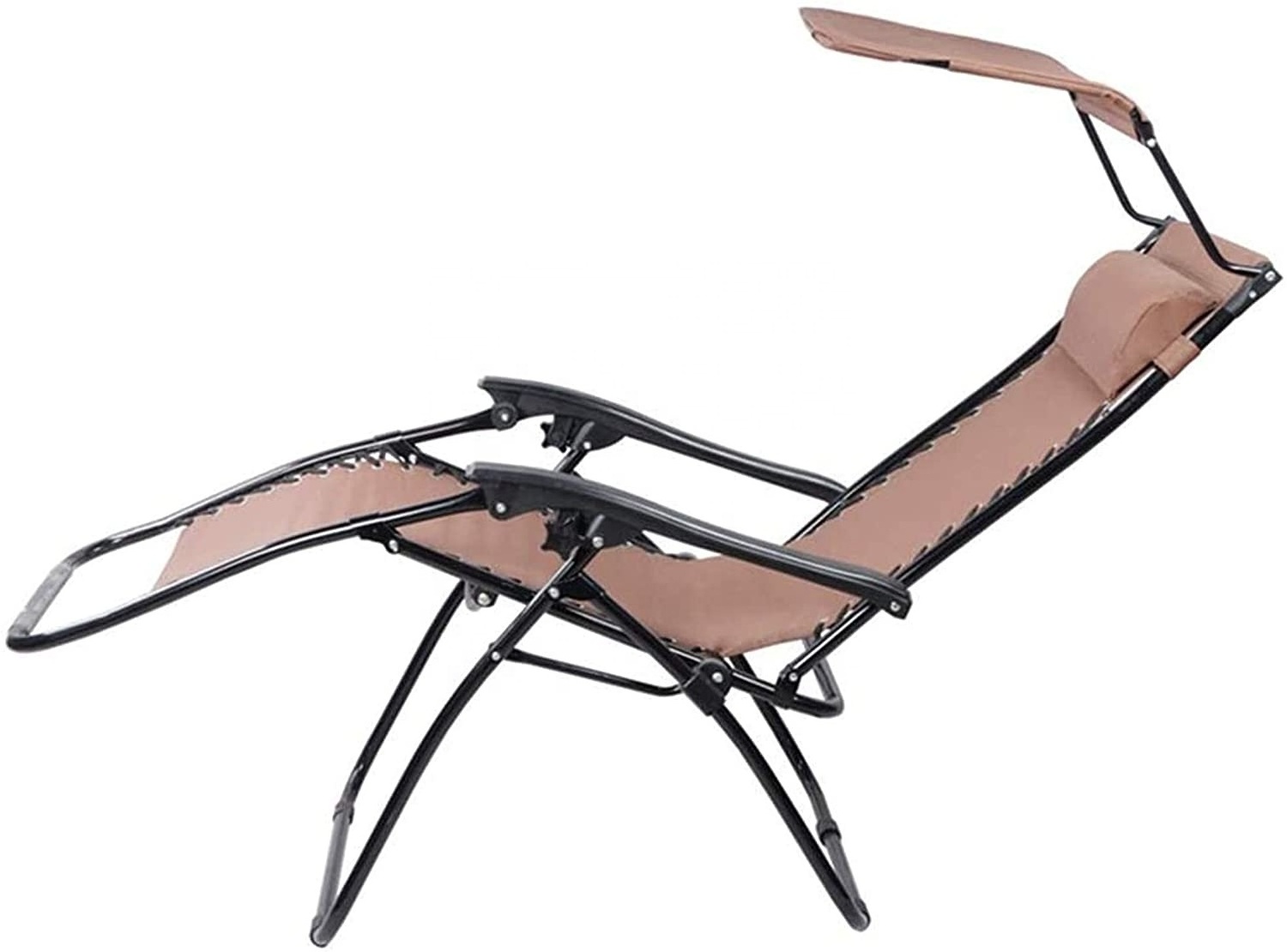 Lightweight Folding Deck Chair Zero Gravity Chair With Canopy Patio Sunshade Lounge Chair Adjustable Folding Shade Reclining