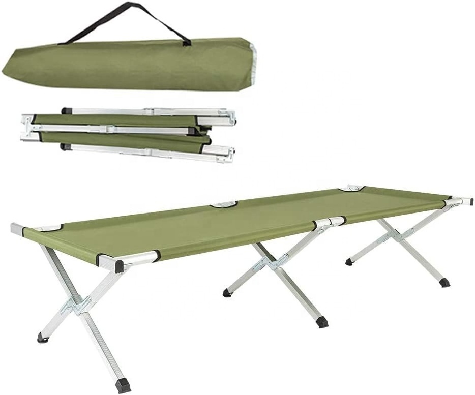 Folding Chaise Lounge Outdoor Portable Folding Camping Bed Cot with  Storage Oversized Sturdy Big  strong to holds up 375 lbs