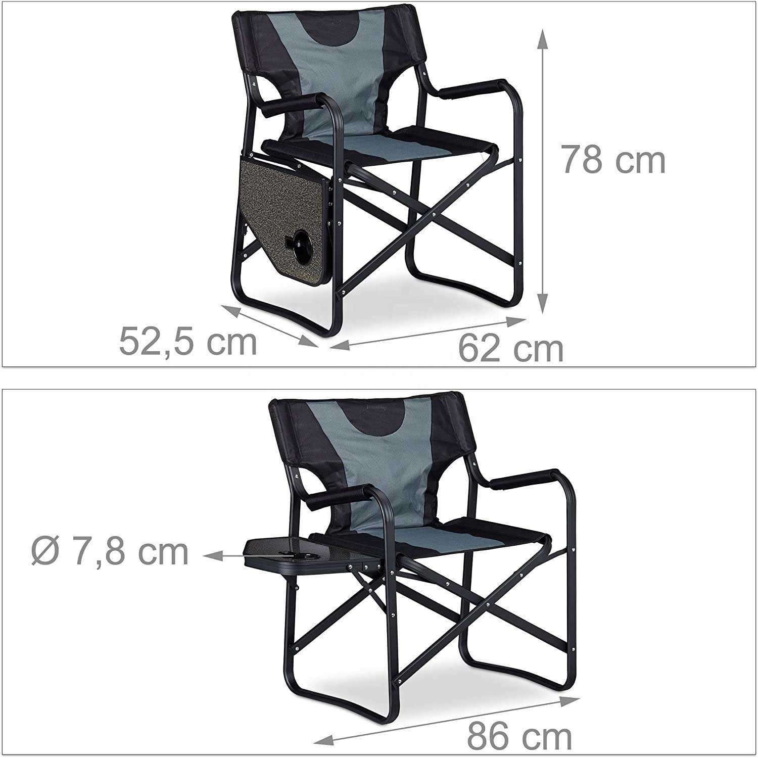 Director Chair with Table Folding Camping Chair for Garden Festival  Fishing with Cup Holder  Foldable