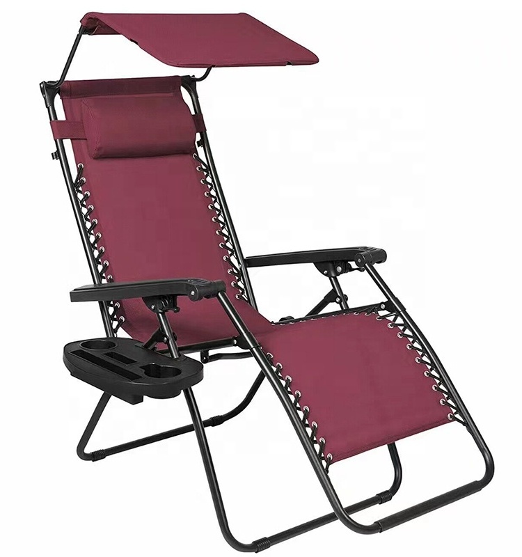 Lightweight Folding Deck Chair Zero Gravity Chair With Canopy Patio Sunshade Lounge Chair Adjustable Folding Shade Reclining