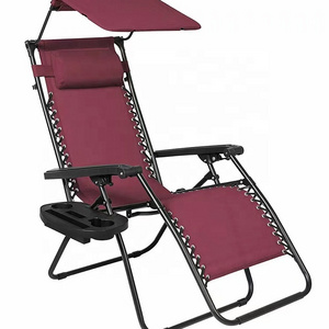 Lightweight Folding Deck Chair Zero Gravity Chair With Canopy Patio Sunshade Lounge Chair Adjustable Folding Shade Reclining