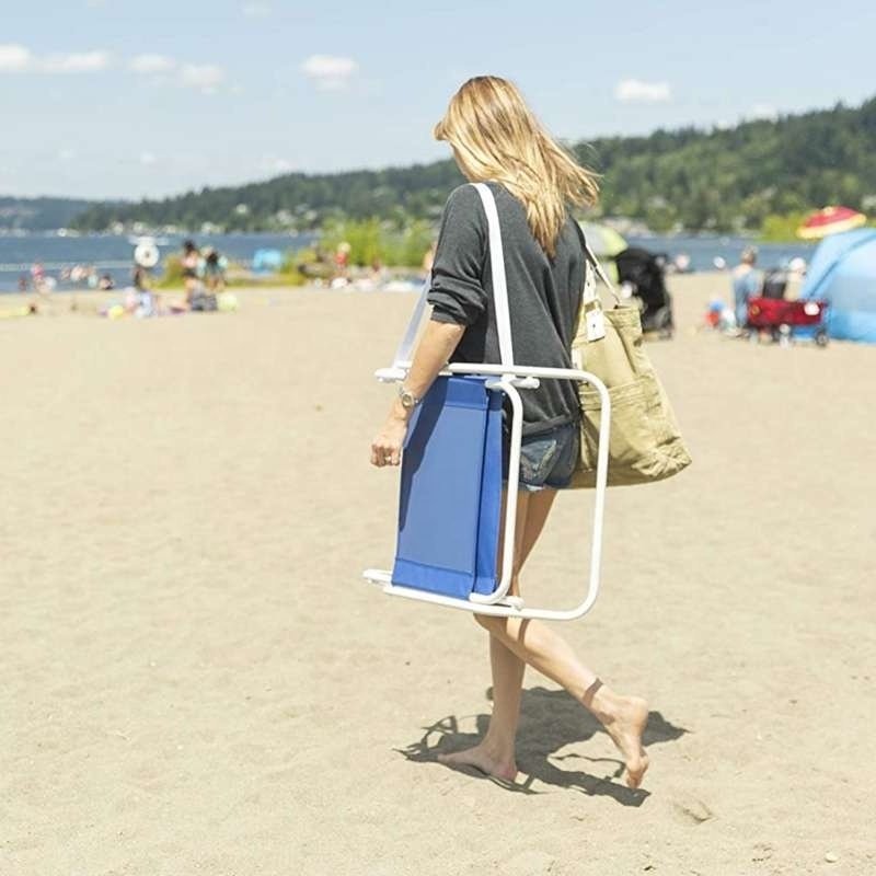 Low Profile Beach Chairs with Carry Strap - Lightweight, Folding for Sand