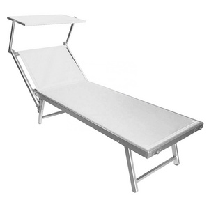 ALUMINIUM SEA BED RECLINING GARDEN PORTABLE FOLDING SUNBED  textile beach sun lounger with canopy outdoor chaise lounge