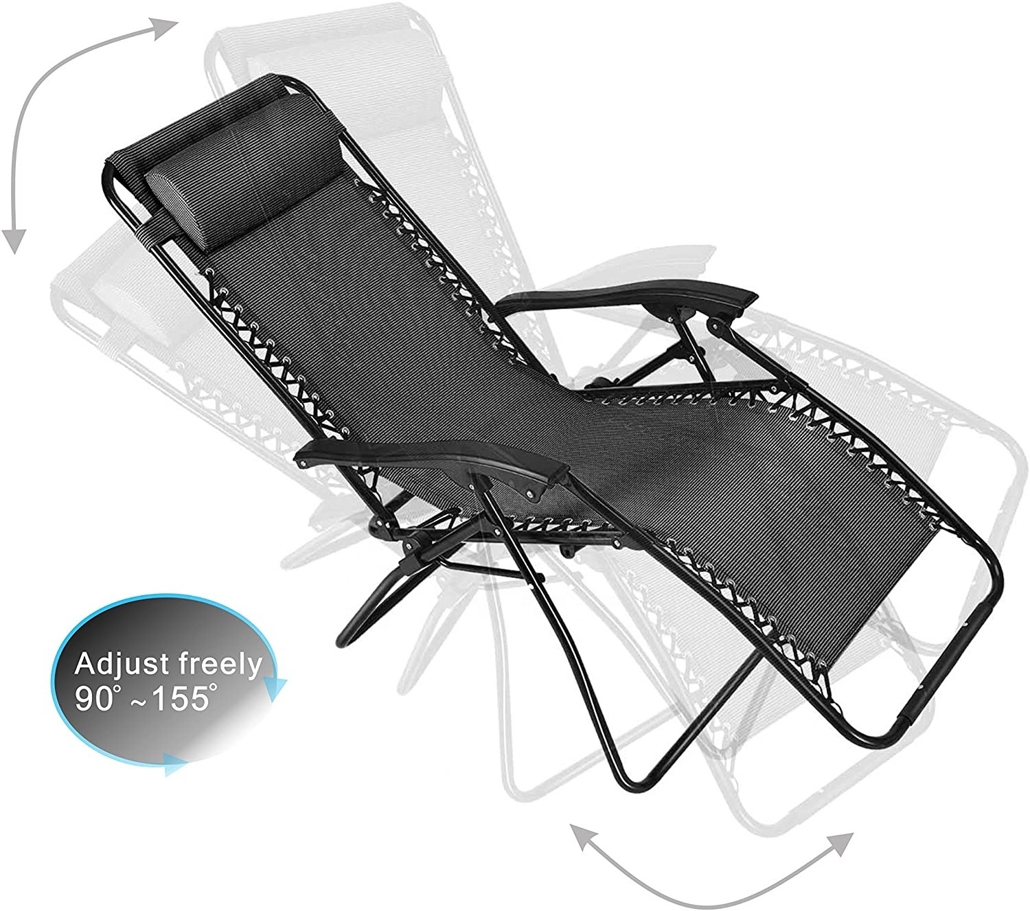 Zero Gravity Chair  Anti Gravity Outdoor Lounger Patio Folding Reclining  and Textile Seat with Footrest & Adjustable Pillow