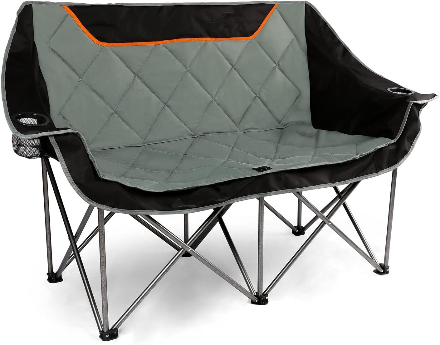 Oversized Fully Padded Camping Chair Folding Loveseat  Couch Double DuoHeavy Duty Quad Arm  with Cup Hold