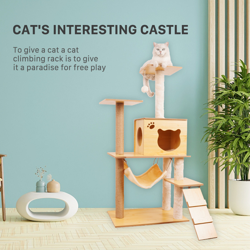 high quality MDF cat tree climbing house cat toy hammock cat scratcher