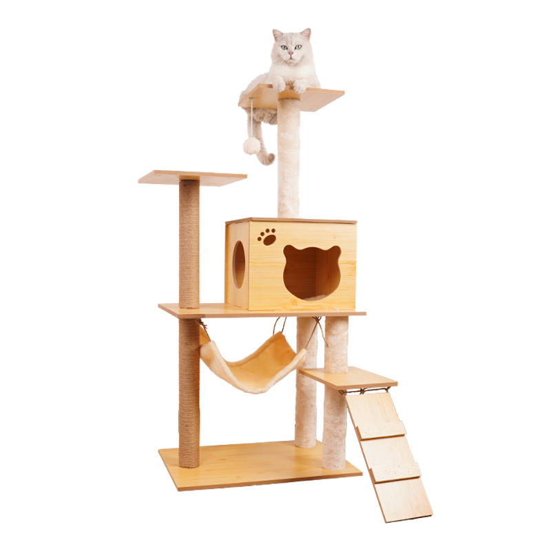 high quality MDF cat tree climbing house cat toy hammock cat scratcher