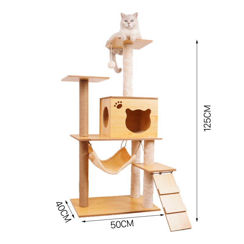 high quality MDF cat tree climbing house cat toy hammock cat scratcher