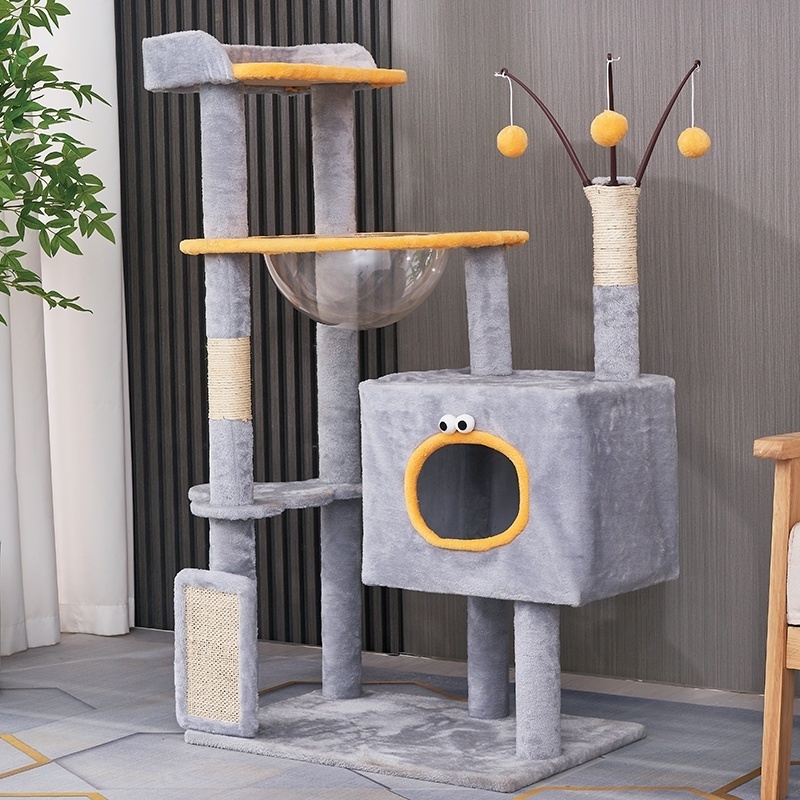 Wooden large sisal rope scratching board tall climbing cat tree tower