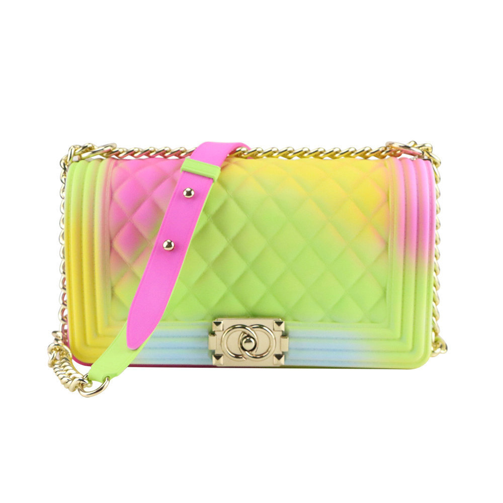 LE CITY Wholesale fashion candy mini shoulder ladies jelly bags women handbag with chain strap