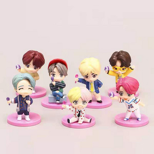 7pcs/set 7CM New Wholesale Pink Tinytan model action figures Bt-S Tiny Tan mini Bangtan Boys KPOP pvc Doll