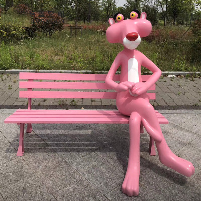 OEM ODM Manufacturing Frp Pink Panther Sculpture Customized Outdoor Statue Art and Crafts