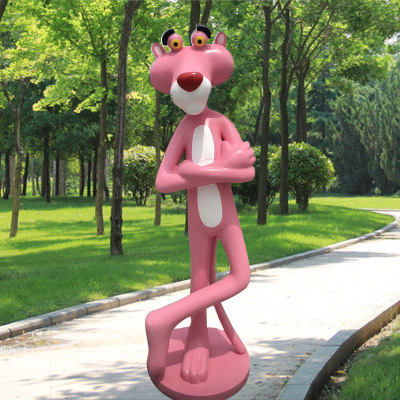 OEM ODM Manufacturing Frp Pink Panther Sculpture Customized Outdoor Statue Art and Crafts