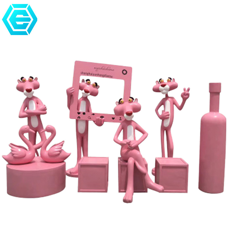 OEM ODM Manufacturing Frp Pink Panther Sculpture Customized Outdoor Statue Art and Crafts