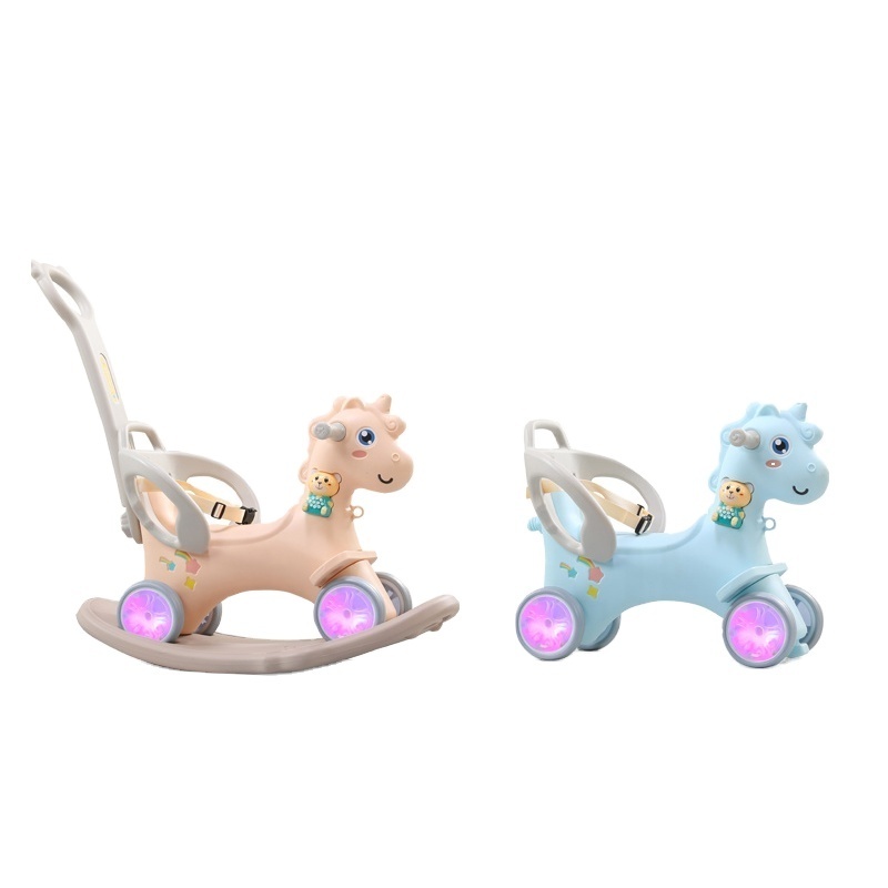 Multifunction 2 in 1 Car Animal Toy Ride Hobbyhorse Rider Baby Plastic Indoor Rocking Horse Chair Pink Green White Orange Blue