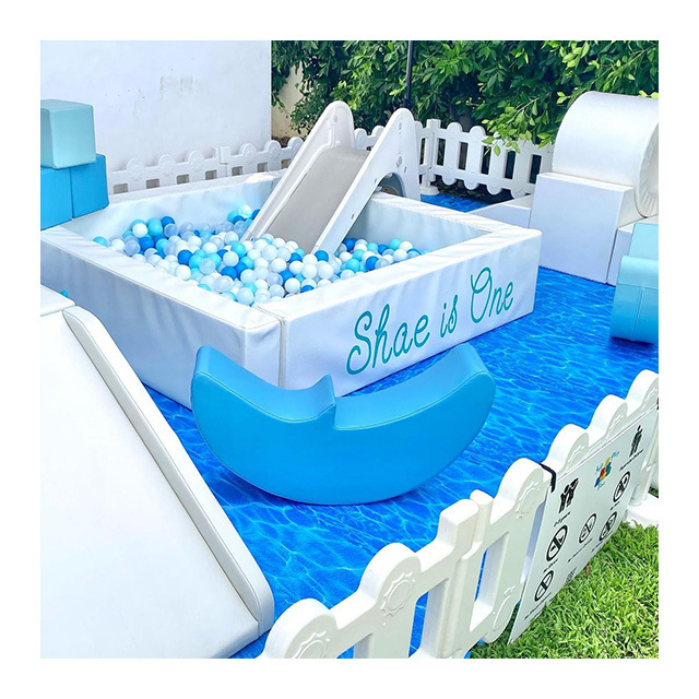 Foam Toddler Indoor Playground Square White Soft Play White Ball Pit With Slide