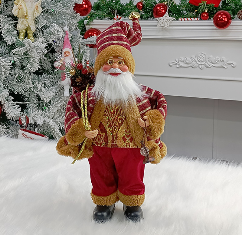 Best Gift 14In Red Holiday Party Home Decoration Santa Claus Christmas Figurine Figure Decor with Christmas Sock