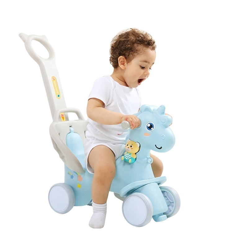 Multifunction 2 in 1 Car Animal Toy Ride Hobbyhorse Rider Baby Plastic Indoor Rocking Horse Chair Pink Green White Orange Blue