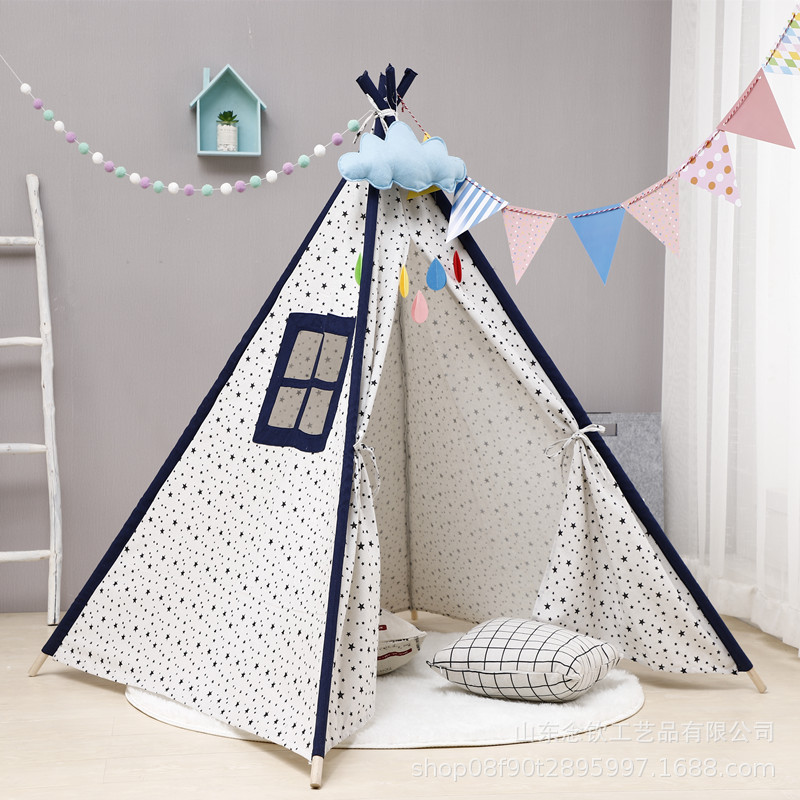 Wholesale Toy Tents 2022 New Product Kids Teepee Tent Foldable Indoor Sleepover Kids Teepee Tent with Canvas Tipi