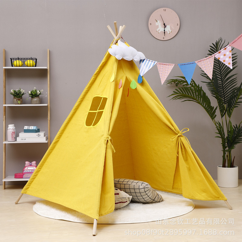 Wholesale Toy Tents 2022 New Product Kids Teepee Tent Foldable Indoor Sleepover Kids Teepee Tent with Canvas Tipi