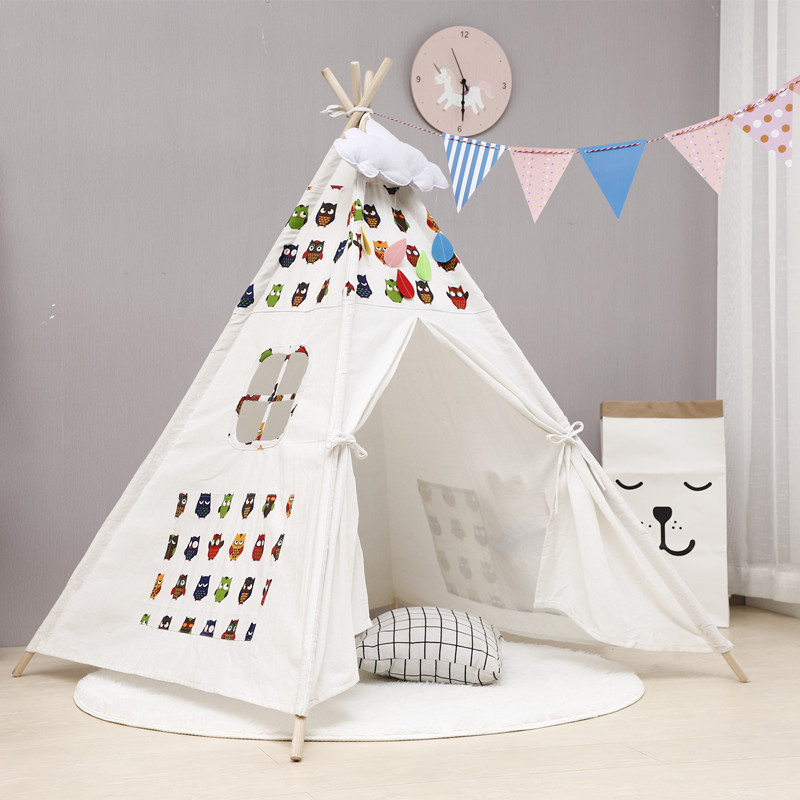 Wholesale Toy Tents 2022 New Product Kids Teepee Tent Foldable Indoor Sleepover Kids Teepee Tent with Canvas Tipi