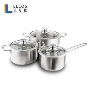 6pcs Kichen Cookware Set Stainless Steel With Tempered Glass Lid Capsulated Induction Bottom Giveaways Business Gifts