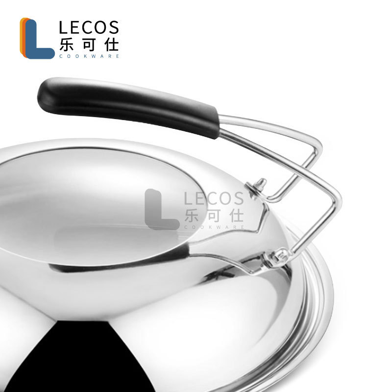 Factory Wholesale Stainless Steel Wok Pot& Pan Lids Griddle Lid Tempered Glass Lids with Stand Up Bakelite Handle