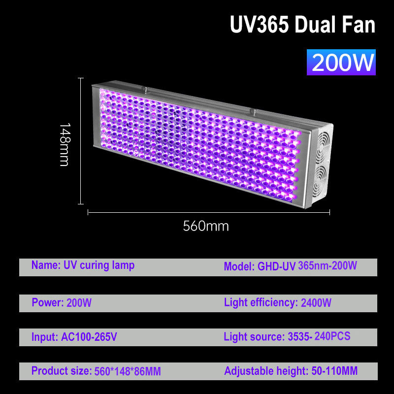 60-400W High Power Portable UV Lamp Curing Machine Ink Coating Shadowless Adhesive Screen Printing Air Cooled UV395 LED Curing