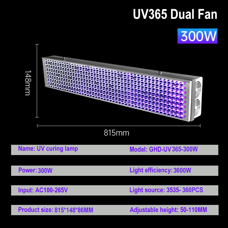 60-400W High Power Portable UV Lamp Curing Machine Ink Coating Shadowless Adhesive Screen Printing Air Cooled UV395 LED Curing