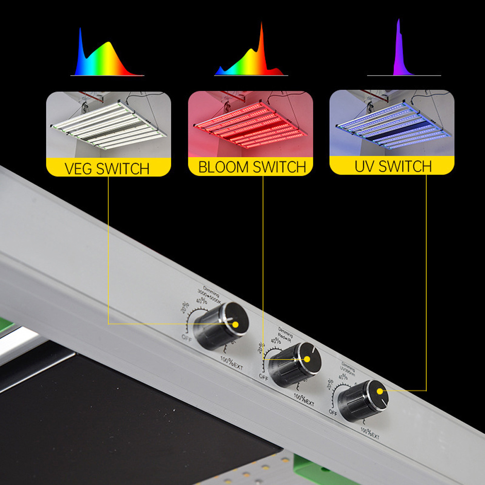 320W 720W 1000W 1200W Dimmable Led Grow Light Red IR 730nm UV 395nm Greenhouse Light foldable with 0-10v Folding Grow light Rack