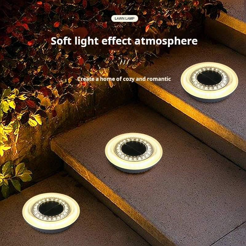 Solar Lights Outdoor Upgrade Disk Lights Solar in-ground Lights for Landscape Walkway Yard Lawn Steps Decks LED Lamps Waterproof