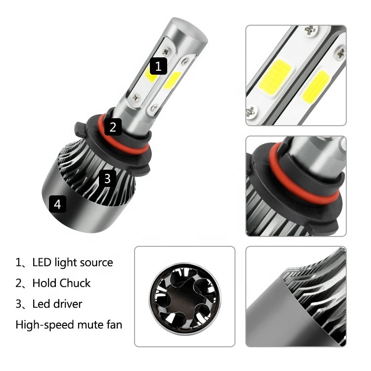 Wholesale strong spotlight 4side 8000lm  x7 H1 H3 H7 H11 880 HB3 HB4 9005 9006 single car led headlight