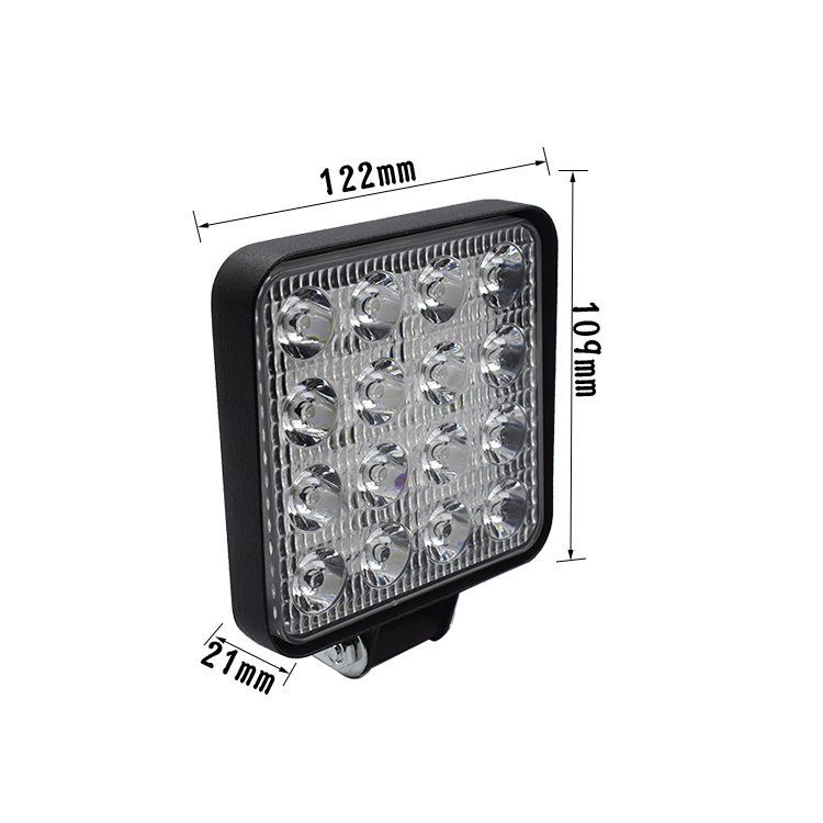 Factory wholesale 48W Square LED Work Light 16led 12V 24V  Flood Spot lamp work light For Offroad Truck Tractor Boat Bar