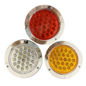 Running Tail Light Reverse Backup Stop Lamp Red Amber White 4 Inch Round 24LEDs For Truck Trailer