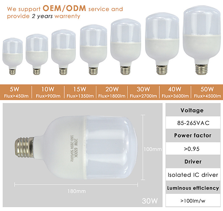 High power SMD2835 40 watt 50 watt 60 watt led bulb light